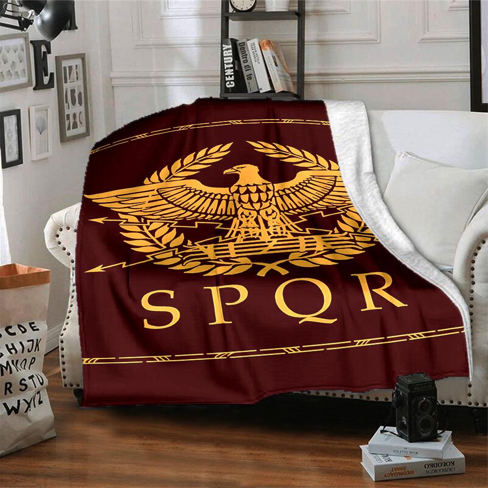 1pc Eagle SPQR Throw Blanket Soft Flannel, Cozy All Season Polyester Perfect for Home, Office