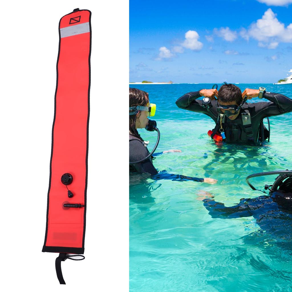 Diving Surface Marker Buoy Floating Diving Equipment Safety Gear Inflatable StripesOrange