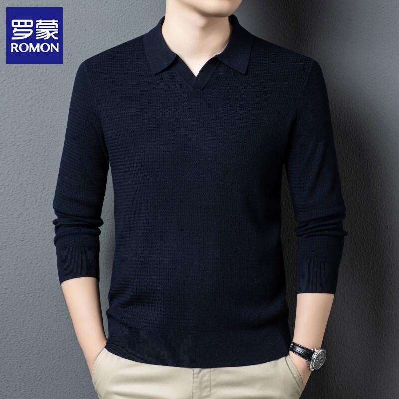 ROMON Men's Cashmere Blend Turn-Down Collar Sweater