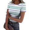 Damen Slim Fit T-Shirt Mode Lässig Rundhals Pullover Kurzarm Top