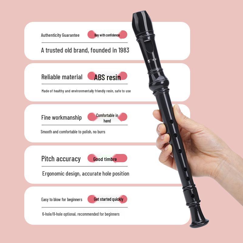Swan Brand German Style 6/8-Hole Treble Recorder, Beginner C Key Flute for Children and Students