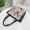 Elephant Embroidered Canvas Handbag With Dual Handles For Casual Daily Use