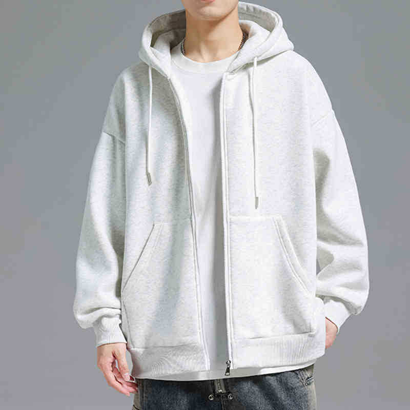 Men's autumn and winter fleece thickened jacket new spring and autumn top cardigan sweater