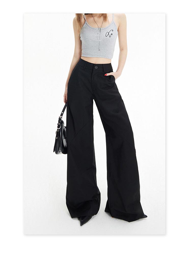 Women's Retro High Waist Wide Leg Pants – Versatile Flare Casual Suit for Spring/Summer