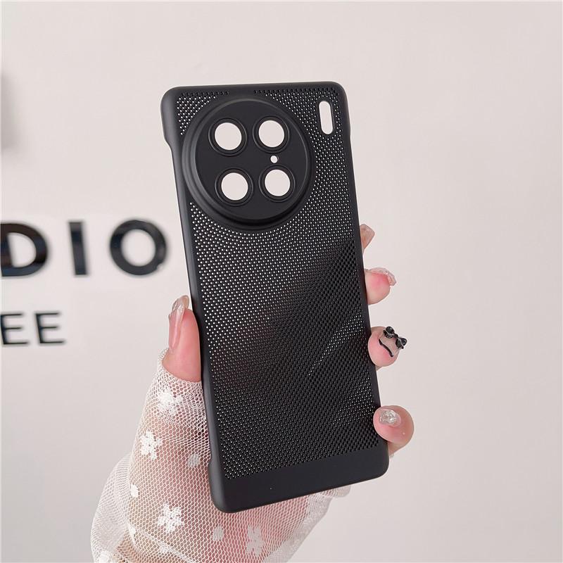 Frameless Heat Dissipation Case With Lens Film For Vivo X90 X90s X80 Pro Plus Breathable Cooling Grid Hard PC Cover Back Shell Protector