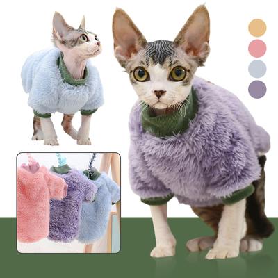 New Turtleneck Cat Sweater Coat Winter Warm Hairless Cat Clothes Soft Fluff Pullover Shirt Maine-Coon Cat Chihuahua Pet Clothing