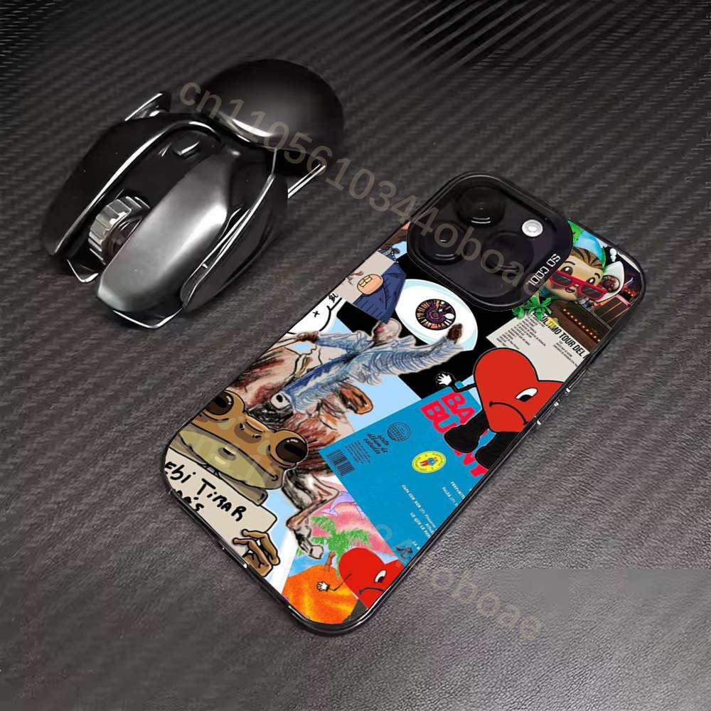 

B-Bad BBunny Phone Case For iPhone 17,16,15,14,13,12,11,Pro,Max,Plus Soft Black Cover iPhone14Plus