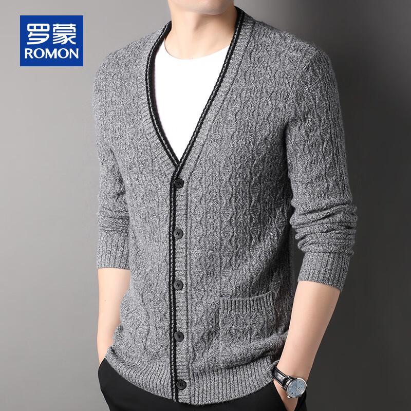 ROMON Men's 100% Pure Cashmere V-Neck Cardigan