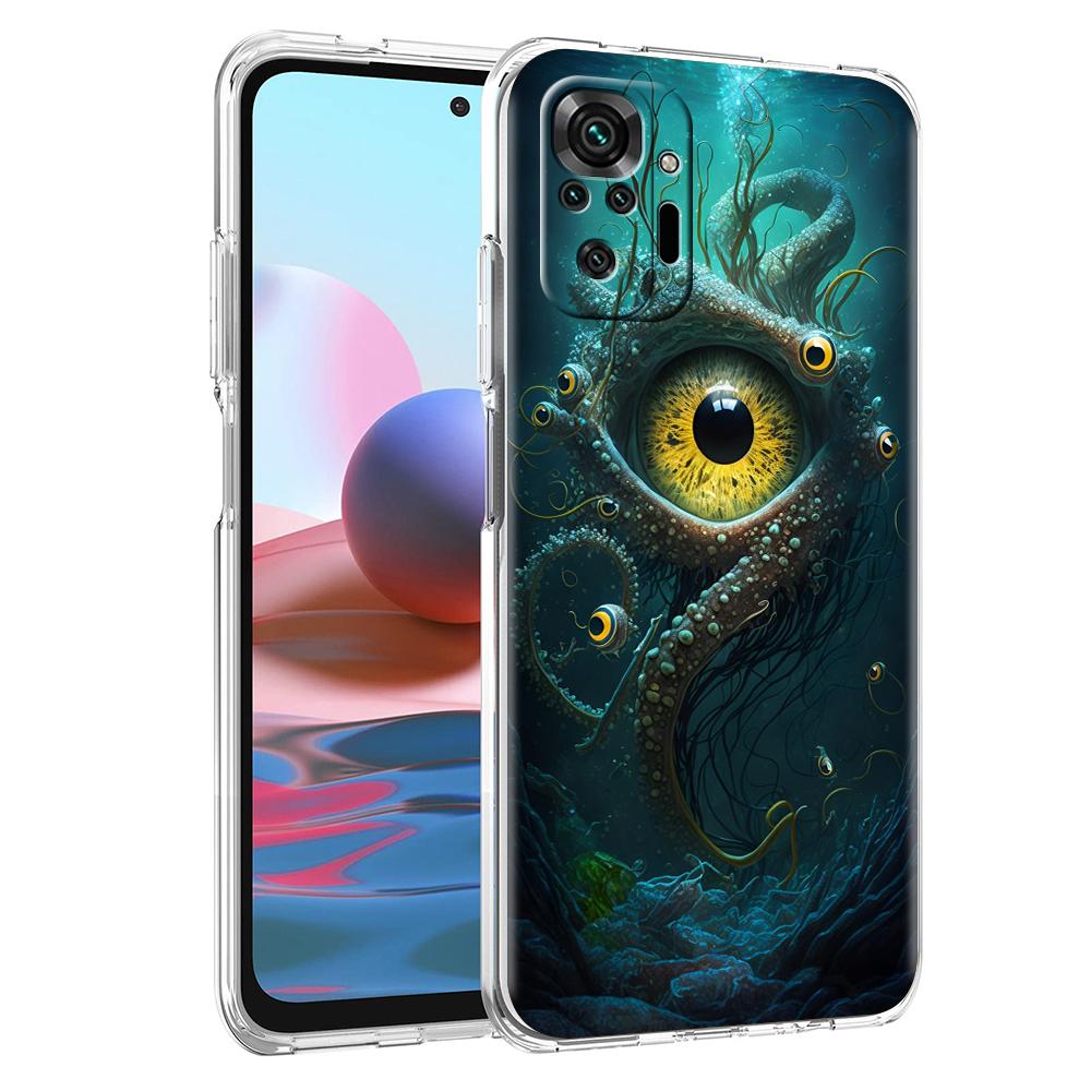 Transparent Phone Case for Redmi 13C 12C 10C Note 13 12 11 11T K40 Gaming Plus Pro 4G 5G Soft TPU Cover Shell The Eye Of Cthulhu