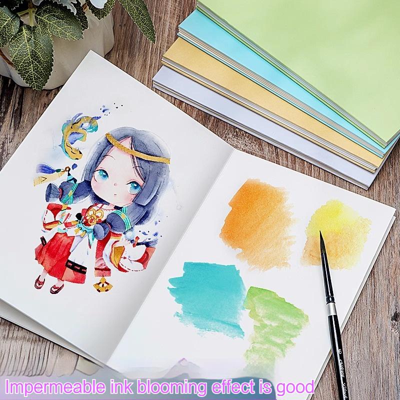 Borrence Watercolor Sketchbook 300g Cotton Organ Book Handbook Drawing Pad for Artists Painting Sketch Accordion Book Folding