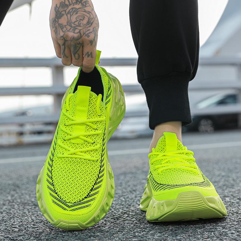 2025 Fashion Green Men‘s Running Shoes Big Size 46 Platform Sports Trainers Men Lightweight Athletic Shoes Zapatillas Hombre