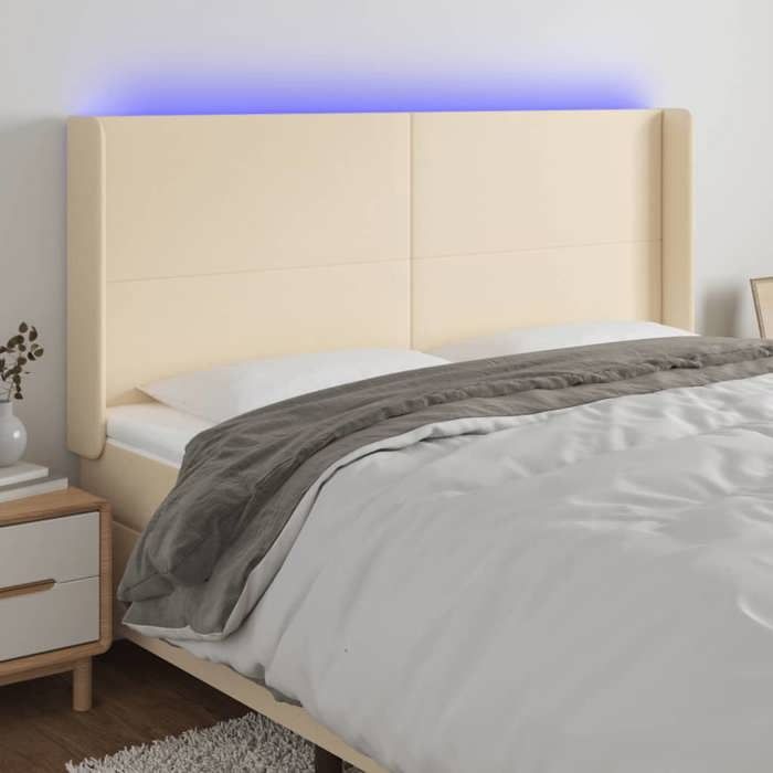 VidaXL Tête de Lit à LED Meuble de Chambre à Coucher Accessoire de Lit Double Tête de Cadre de Lit Intérieur Crème 3123787