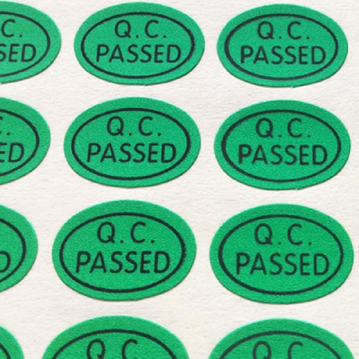 3600 adet 13x9mm QC GEÇERLİ Etiket Etiket Oval Şekil Etiketi Fabrika Üretimi için Muayene Damgası Fabrika İşleme Kalite Kontrolü