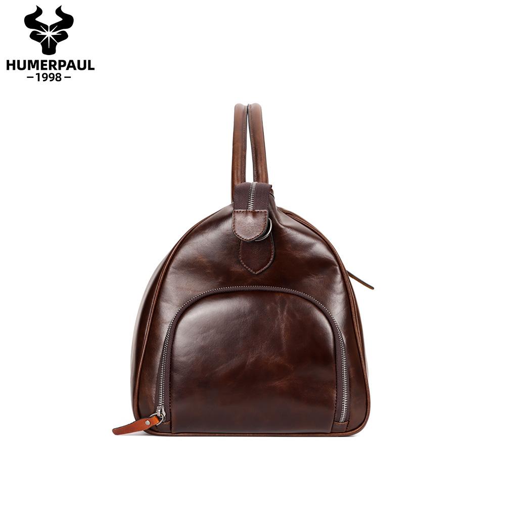 HUMERPAUL Genuine Leather Travel Bag Large Capacity Bag Handbag