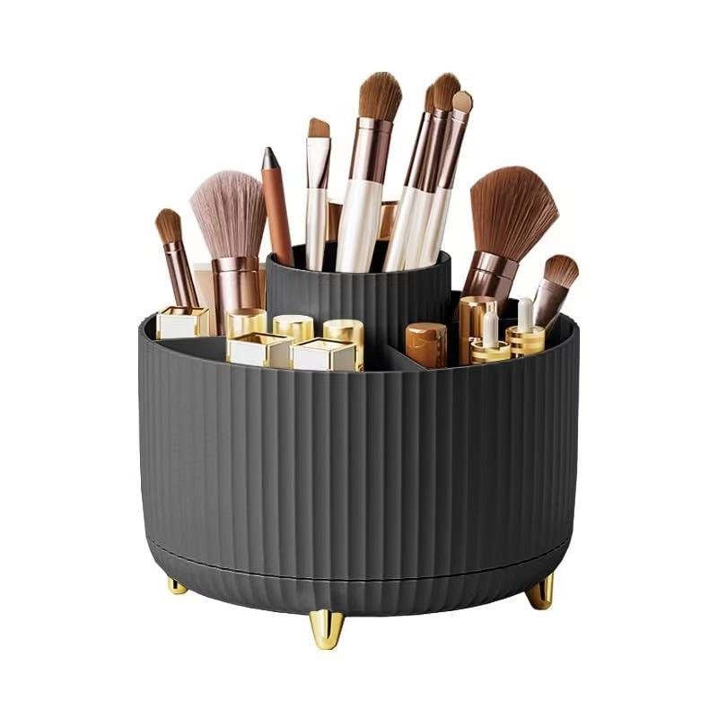

1 piece 360 degree rotating cosmetic storage box, stylish ABS plastic bedroom, vanity and bathroom storage, hanging jewelry чёрный