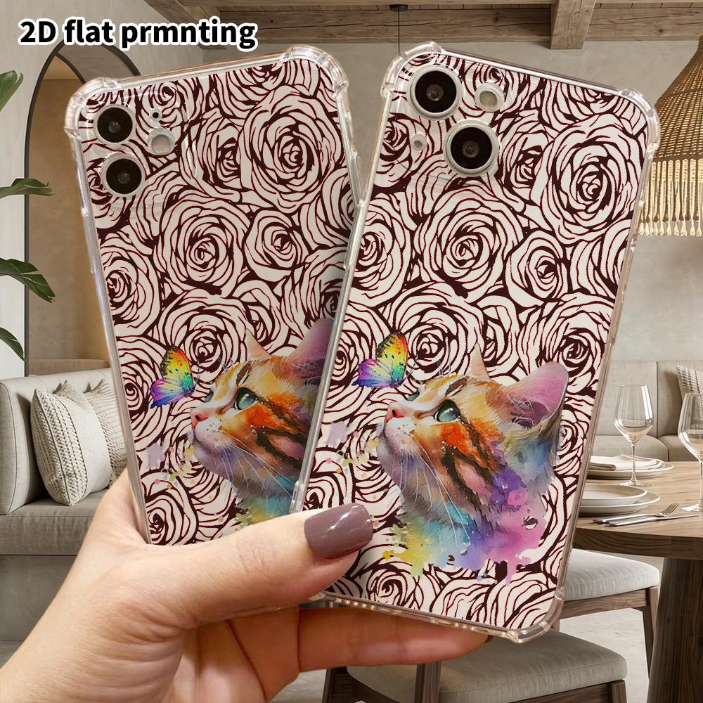 Phone Case: 2D Flat Design, Suitable for iPhone 18, 17, 16, 15, 14, 13 Pro, Transparent Corner Protective Case, Gradient Butterfly, Christmas and Hall