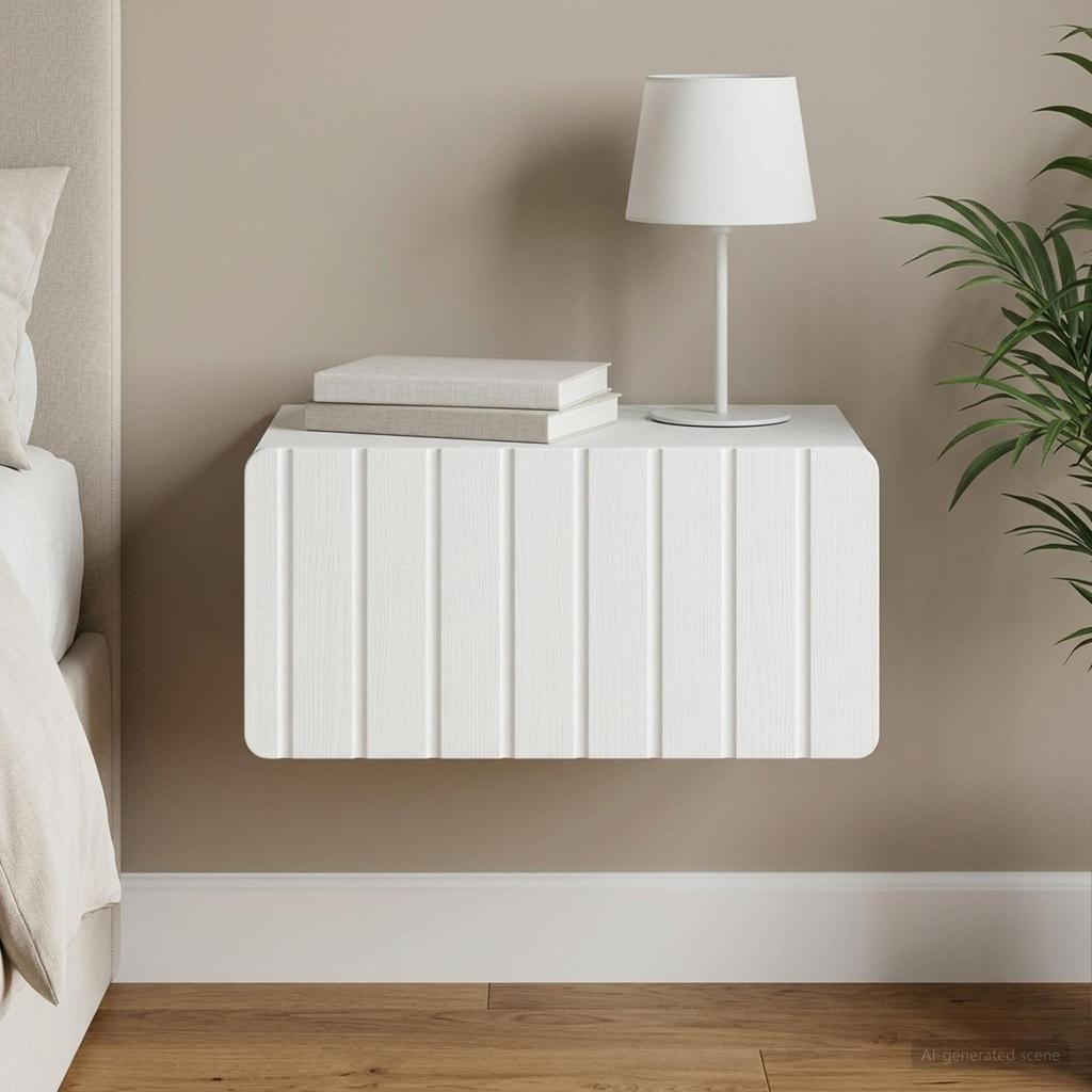 Wall Mounted Nightstand White 49 x 34.5 x 24 cm Engineered Wood