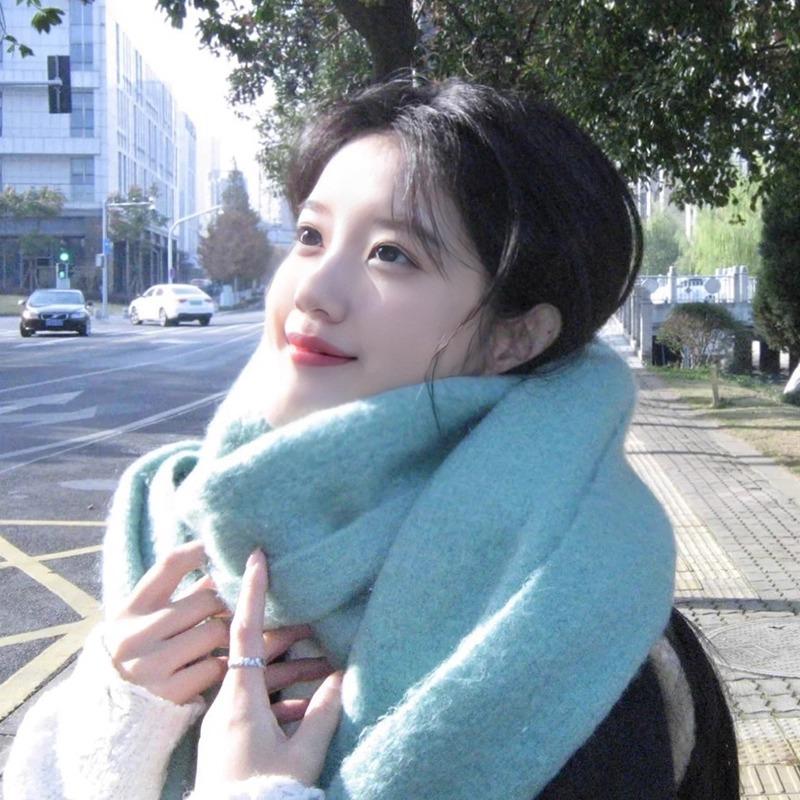 Dámský kostkovaný šátek v korejském stylu - Módní, Všestranný, Zesílený pletený nákrčník