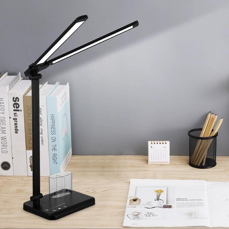 

Dual Swing-arm Table Lamp LED Desk Lamp Dimmable Adjustable Reading Light for Home Office, Bedroom, Study, and Craft чёрный
