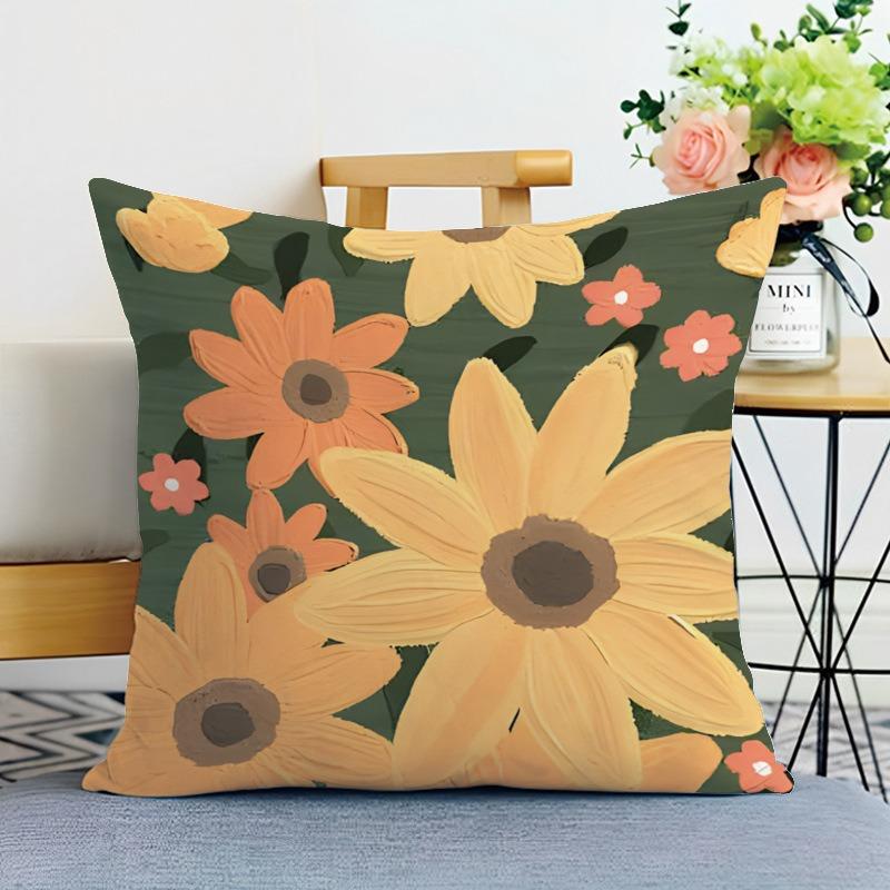 Small Fresh Flower Print Decorative Pillowcase Bedroom Living Room Square Cushion Pillowcase