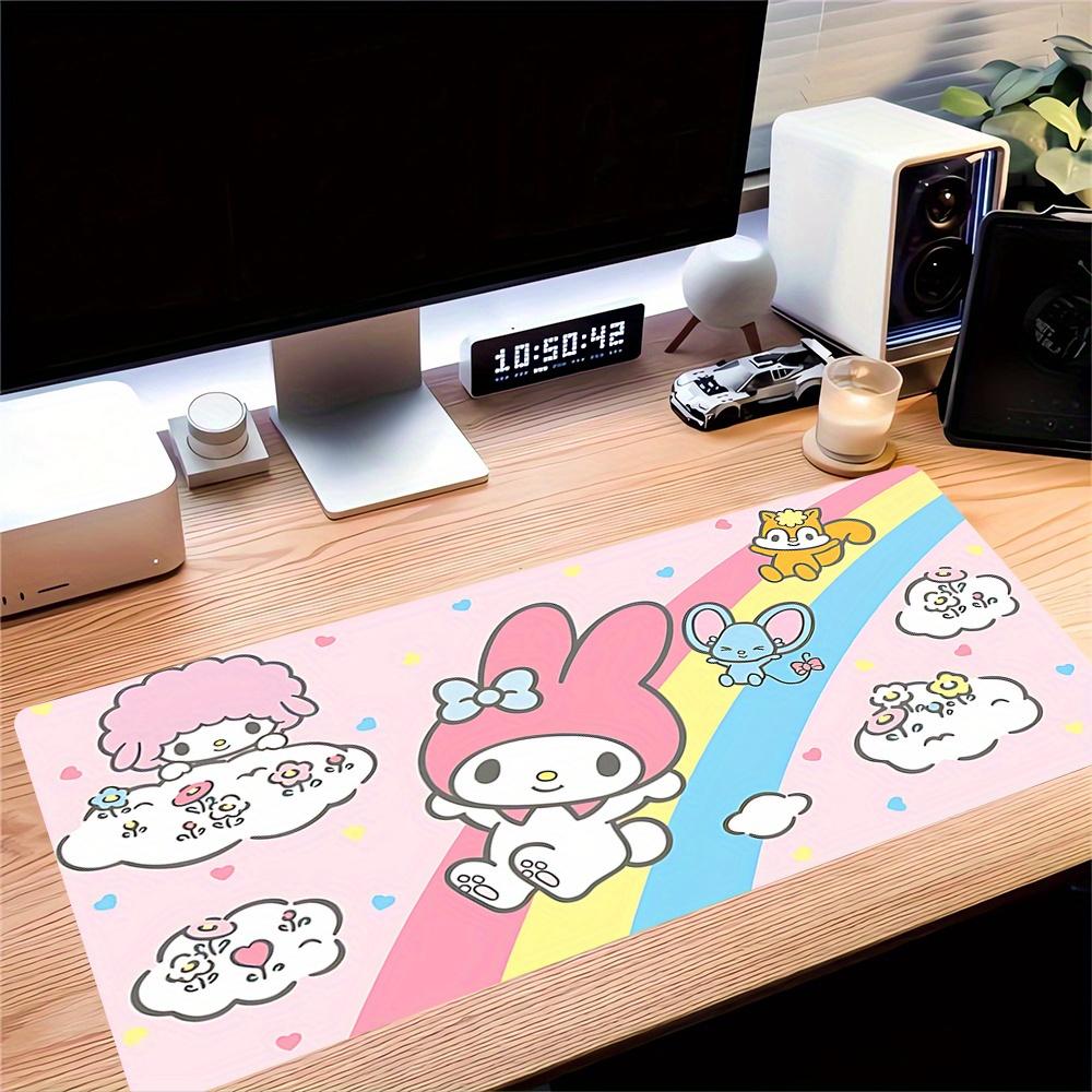 My Melody, Rainbow Themed XXL Mouse Pad - Non-slip Rubber Desk Mat for Gaming and Office Use, Multi-Function Keyboard  0826068a