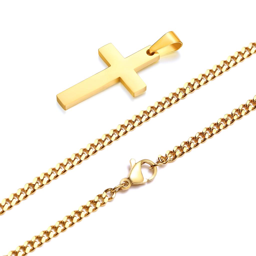 Casual Cross Pendant Necklaces for Men Boys,Waterproof Stainless Steel Pendant Necklaces,Anniversary Birthday Zircon Gifts