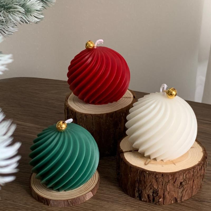 3D Drehkugel Silikon Kerzenform Winter Weihnachten Souvenirs DIY Streifen Aromatherapie Seife Harz Gips Basteln Herstellung Wohnkultur