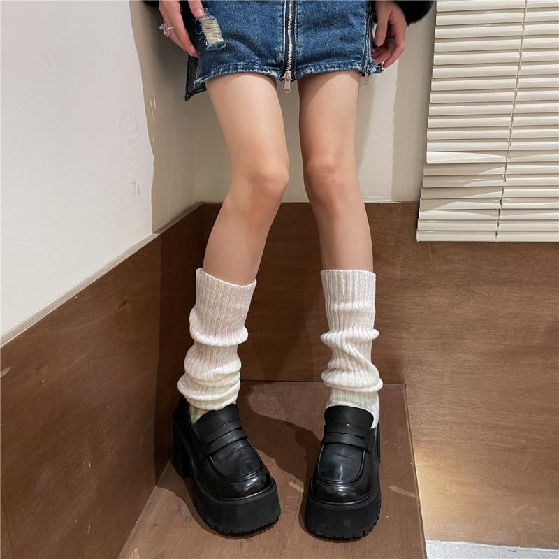 40cm Knitted Leg Warmers Women Sweet Jk Lolita Gothic Striped Harajuku Style Y2k Candy Color Arm Ankle Warm Slouchy Leg Covers