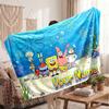 SpongeBob Personalized Flannel Blanket, Custom Printed Text Name, Warm Soft Blanket For Couch Bed
