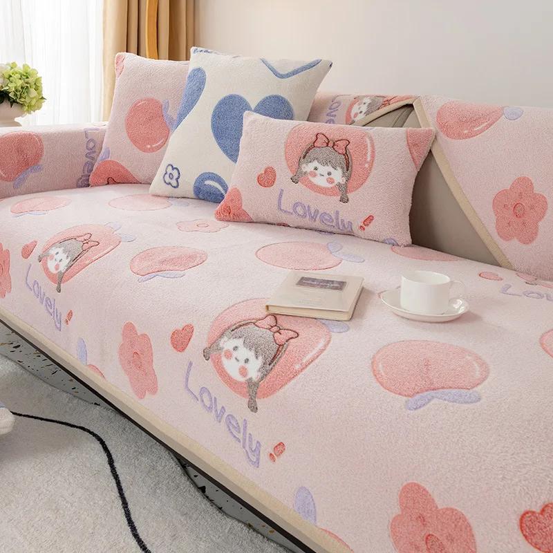 Мультяшный узор плюшевый чехол для дивана нескользящие чехлы для дивана чехол — фото 7