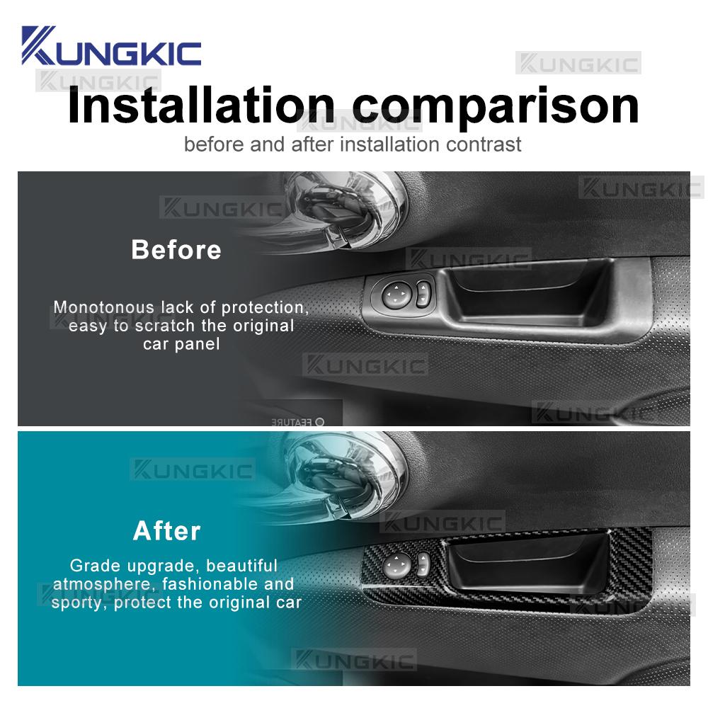 LHD RHD Real Hard Dry Carbon Fiber Sticker For Fiat 500 Abarth 595 695 2008-2025 Car Rearview Mirror Adjustment Switch Storage