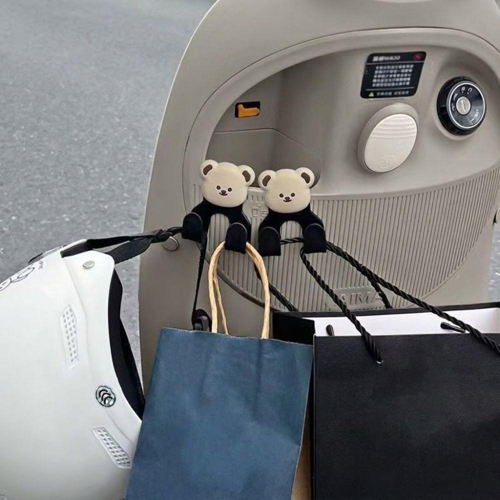 Clip On Double Hook Storage Rack Cartoon Electric Vehicle Hook Rack Shopping Bags