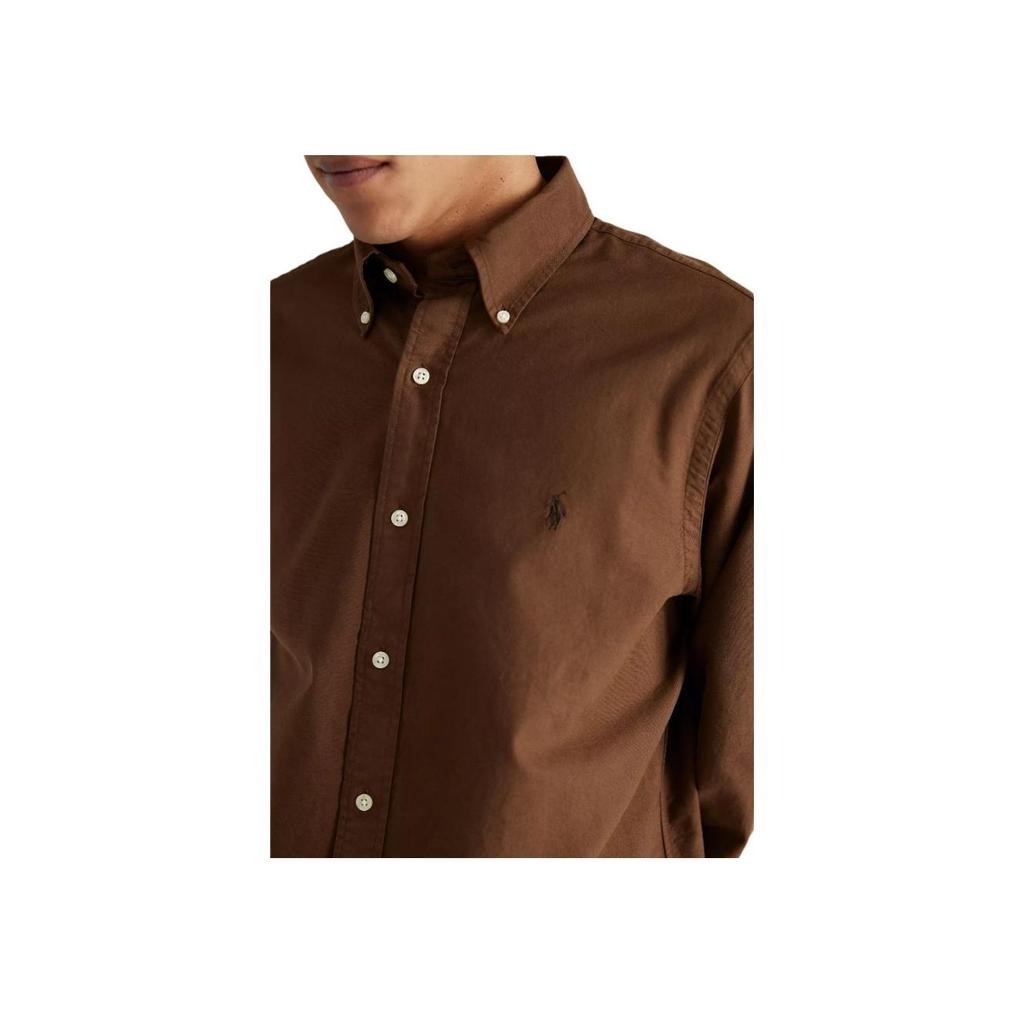 Polo Ralph Lauren Solid Button-Down Fitted Long Sleeve Shirt Men shirts Dark-Brown 710794141-034