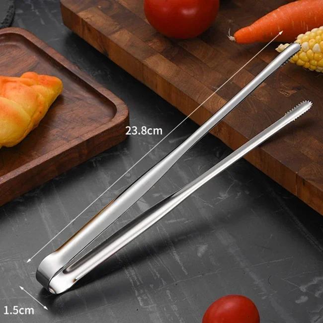 Stainless Steel Grill Tongs Food Clip BBQ Steak Clip Bread Tong Cooking Utensils Party Non-Slip Kitchen Gadgets Accessories Home