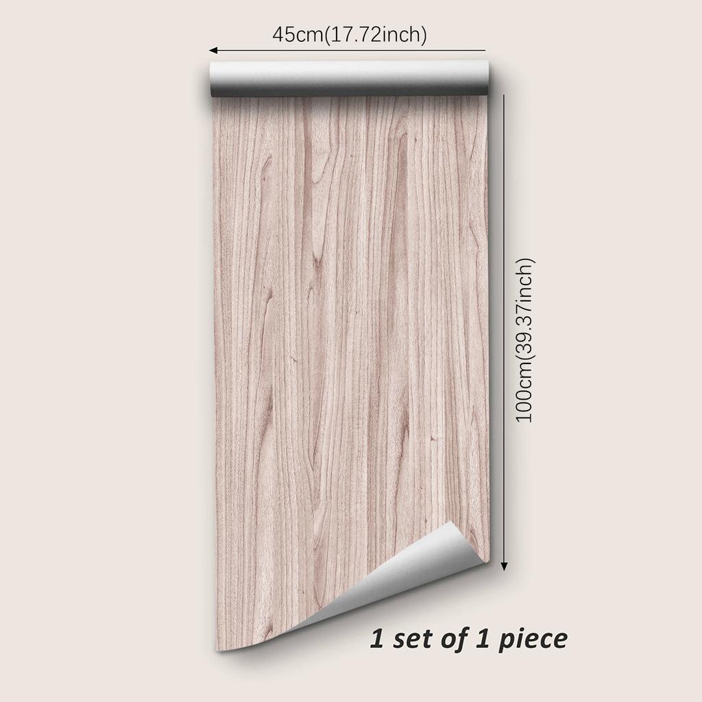 Nordic Natural Wood Grain Wallpaper - Self-Adhesive PVC Wall Stickers - Waterproof Seamless Splicing Mural for Kitchen Bathroom Home Renovation