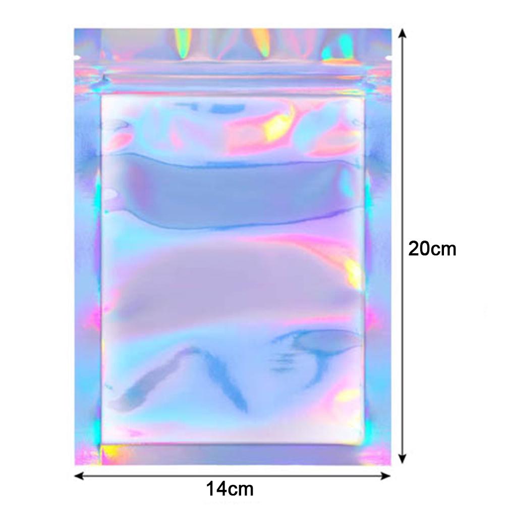 Amusedly 100Pcs/Set Clear Holographic Laser Seal Bags Eyelashes Package Storage Pouch