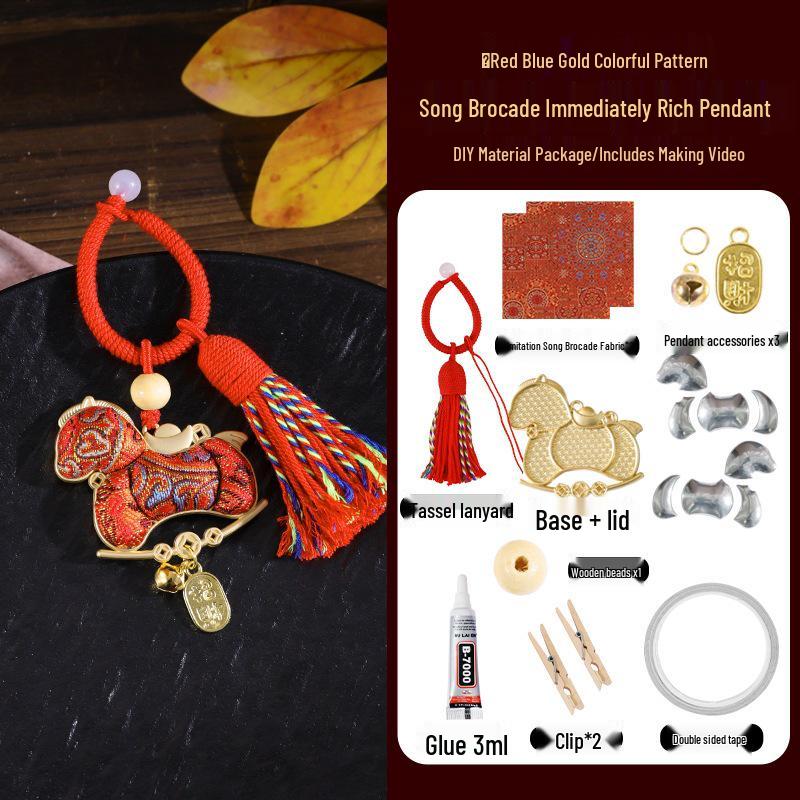 Handmade Year of the Horse Brocade Keychain Ornament
