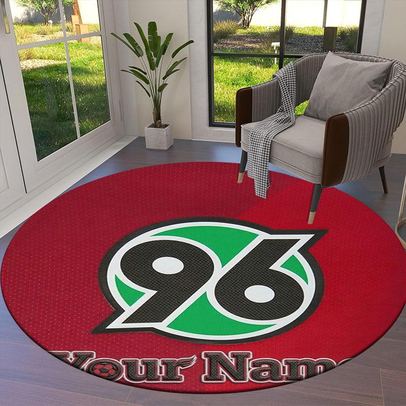 Hannover 96 Custom Name Round Area Rug,Carpet Rug for Living Room Bedroom Sofa Playroom Decor,Non-slip Floor Mat
