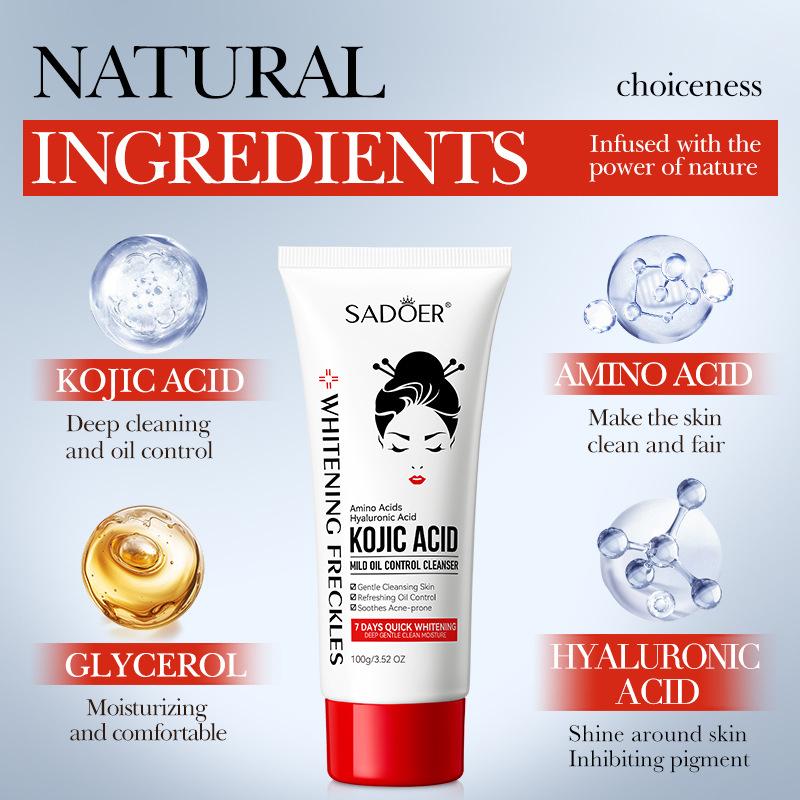 100ml Kojic Acid Skin Care Facial Wash Mild Oil Control Deep Moisturizing Cleansing and Nonirritating Face Cleanser Face Wash