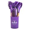 12Pcs Wooden Handle Silicone Kitchen Utensils Silicone Kitchen Utensils Non-stick Pan Cooking Spatula Baking Storage Tool