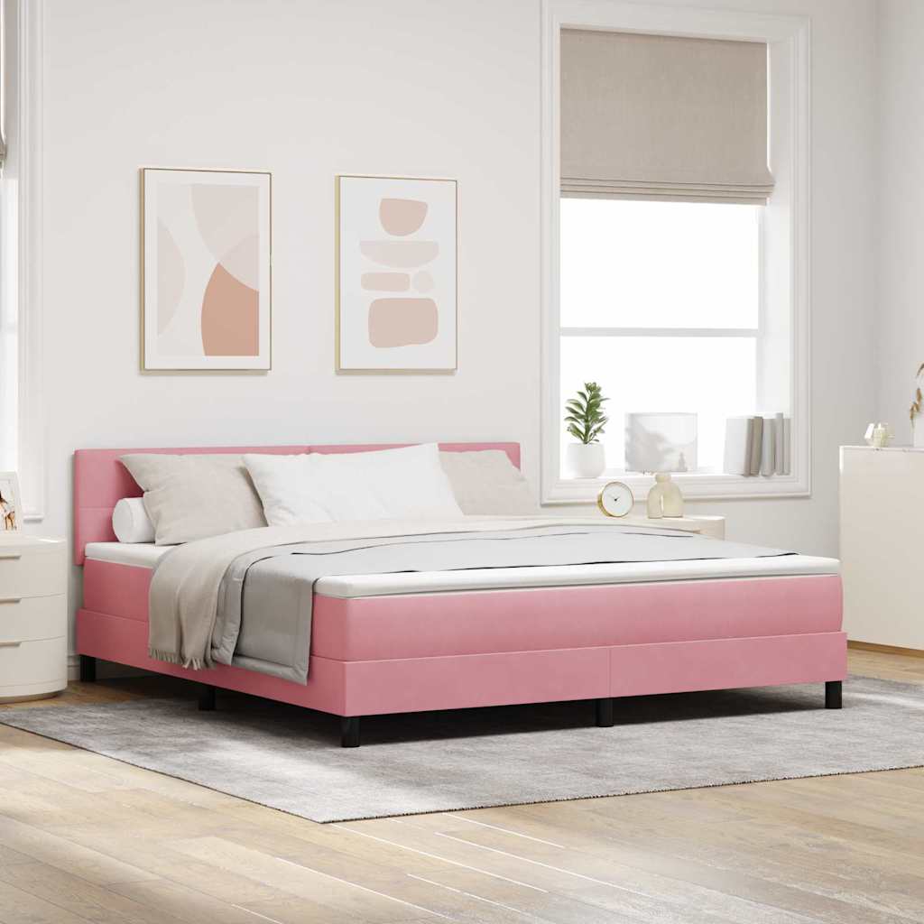 Box Spring Bed with Mattress and Headboard Pink 180 x 200 cm Velvet