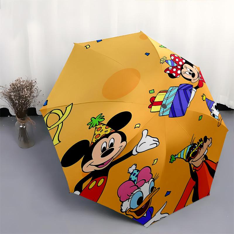 Mickey Mouse and Friends Themed Automatic Opening and Closing Umbrella, Brightly Colored 8-rib Portable Umbrella, Suitable for Men and Women, A Perfec