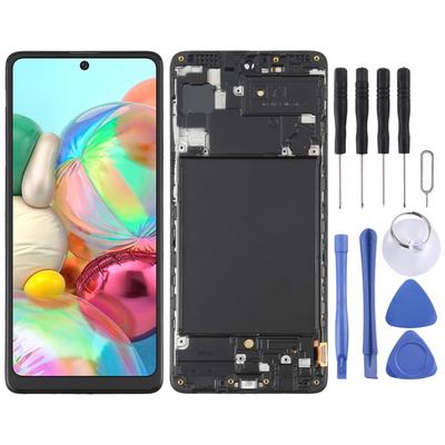 OLED LCD Screen for Samsung Galaxy A71 SM-A715(6.39 Inch) Digitizer Full Assembly with Frame (Black)