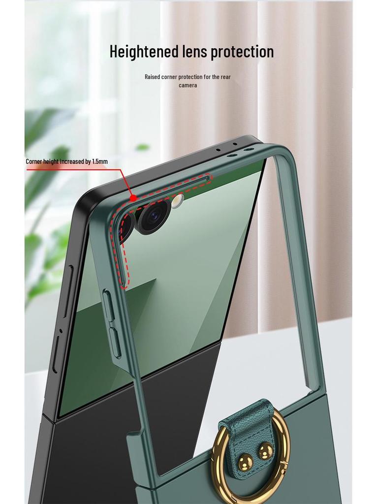 Samsung Galaxy Z Flip7 Case: Solid Color, Large Window, Ring Buckle, Folding Screen Protection for Men & Women.