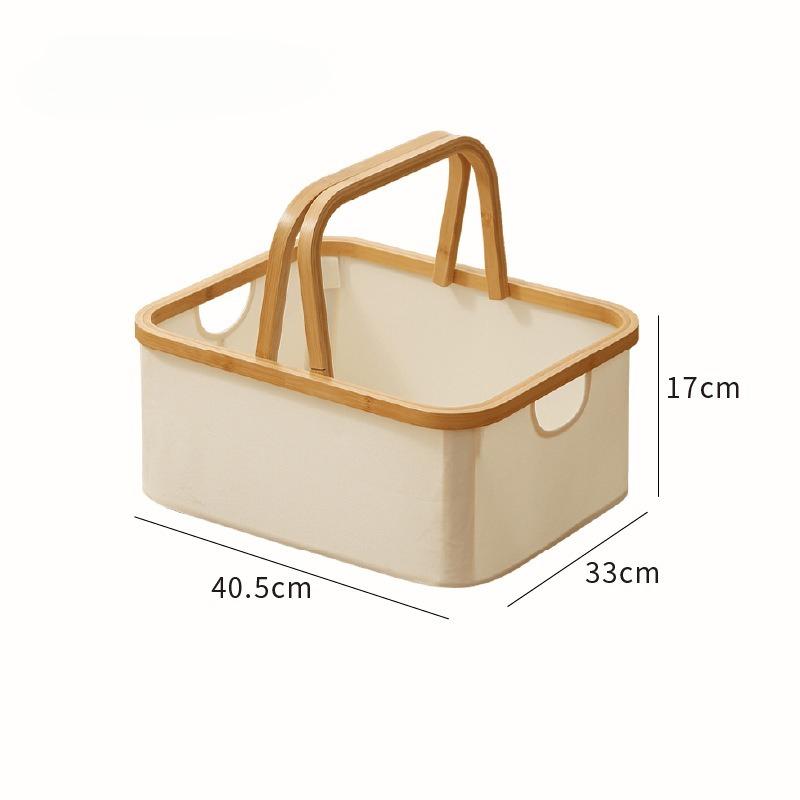 Bamboo Handle Storage Basket Large Capacity Foldable Bathroom Toy Clothing Desktop Organiser Dormitory Dirty Clothes Basket