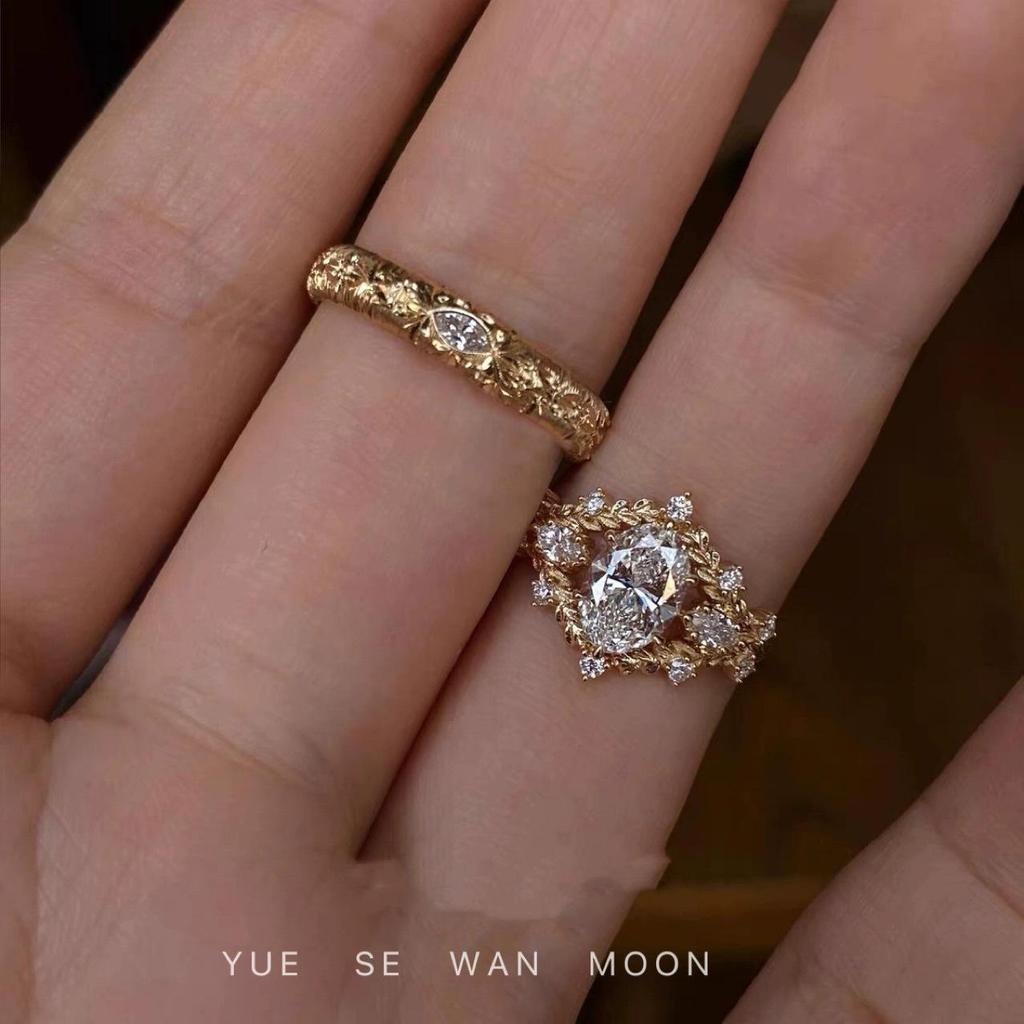 Garden of Eden Gold-Tone Diamond Ring: Vintage Intertwined Branches and Leaves Design for Index Finger.