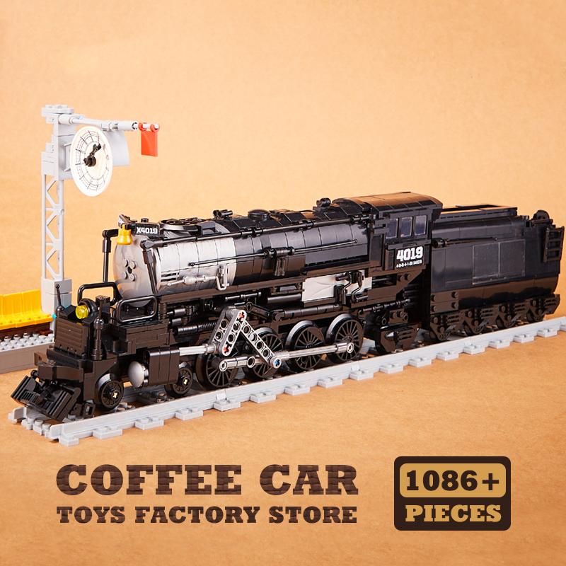 Non-Toxic Vintage Train Building Kits Classic Locomotive Blocks Toys City Railway Cars Bricks Display Model Adult Children Christmas Gifts
