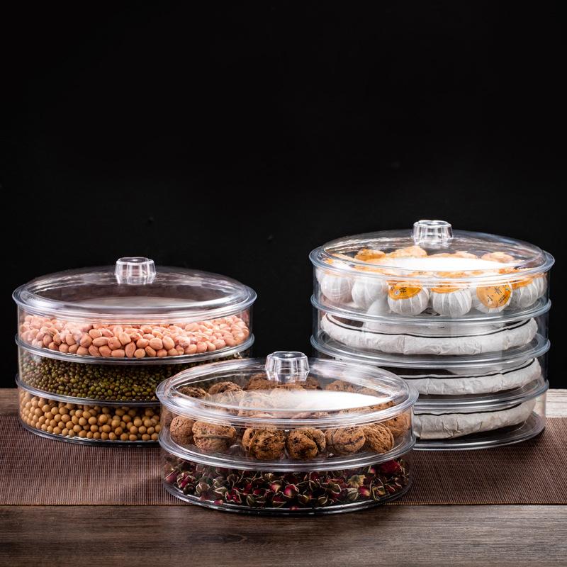 Multi-Functional Plastic Tea Storage Box Transparent Stackable Dust-Proof Snacks Cake Case Sealed Large Capacity Tea Bag Box
