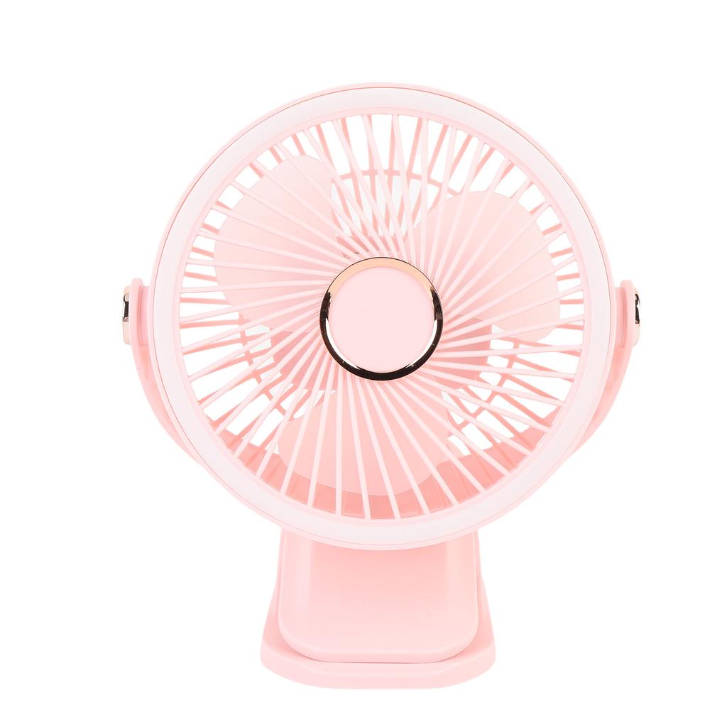 Small Desk Fan with Clamp 5 Speed Settings 3 Brightness Levels 720 Degree Rotation Rechargeable