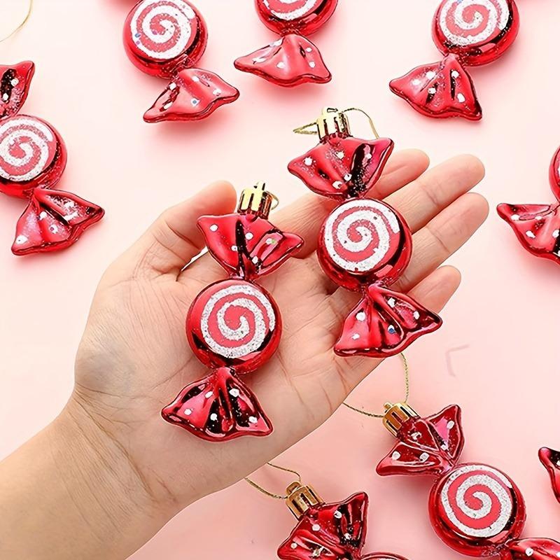 6pcs Ornaments Christmas Candy Hanging Ornaments Christmas Party Decoration Pendant Christmas Gifts Garland Decoration,6 Colors